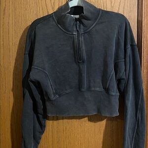 Charcoal Cropped Quarter-Zip Sweatshirt offline by aerie
